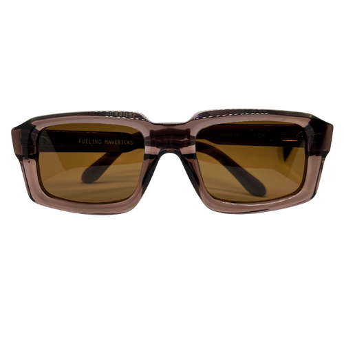 Brown sunglasses with a white background
