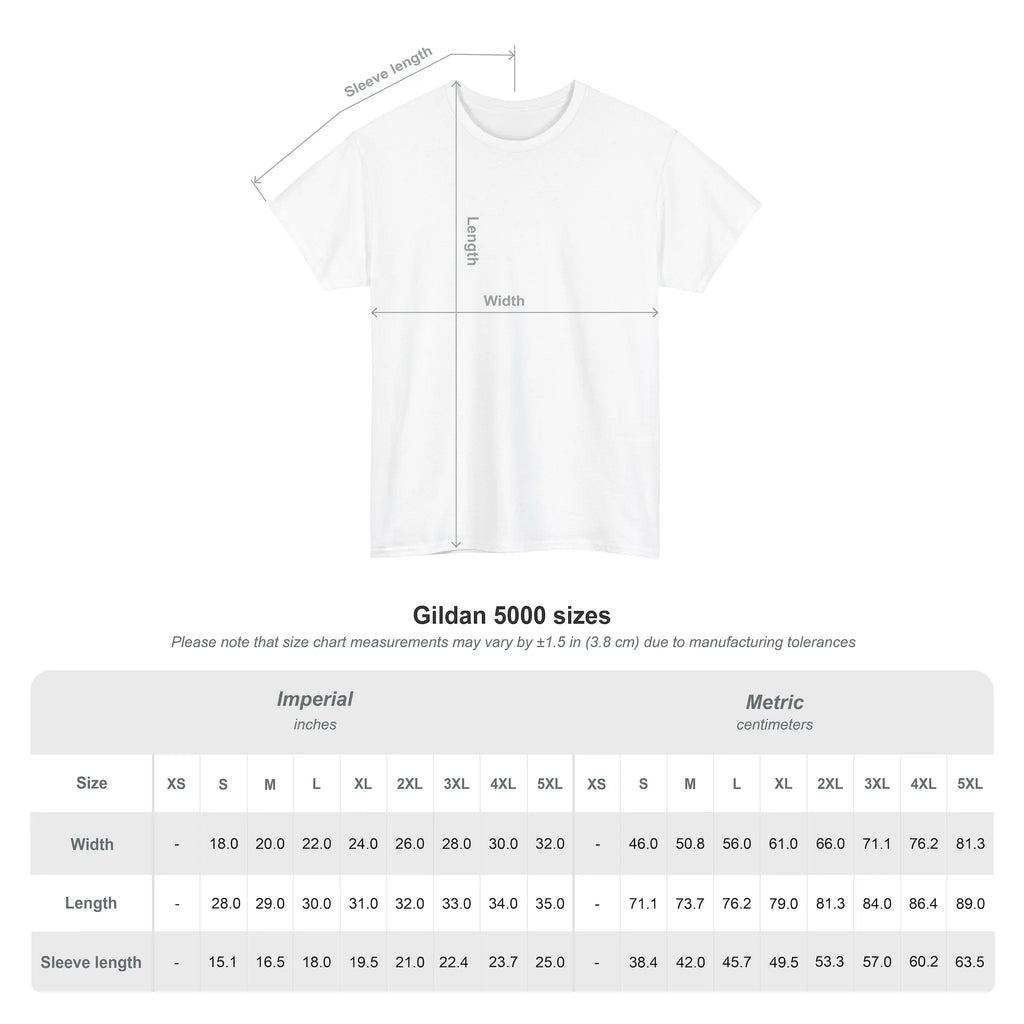Black Classic Surya and Soul Tee size chart